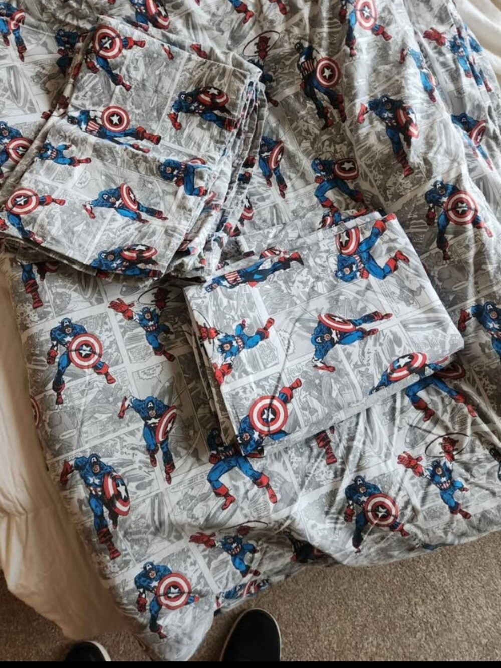 Poterry Barn Kids Captain America Bedding Set Gray & Blue, Size Twin